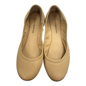 Lucky Brand Women's Beige Leather Ballet Flats Size 9.5 Preowned Like New